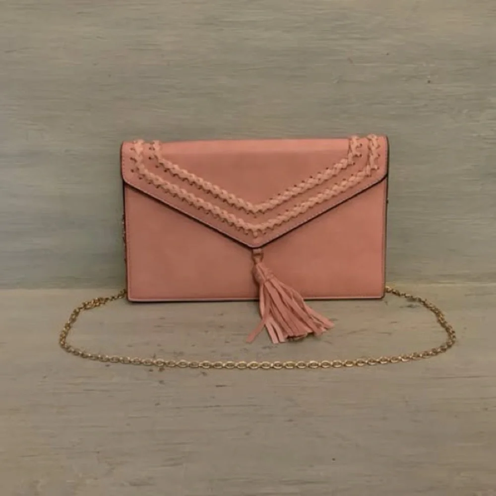 Blush Pink Faux Leather Crossbody Bag‎ Purse Good Condition
